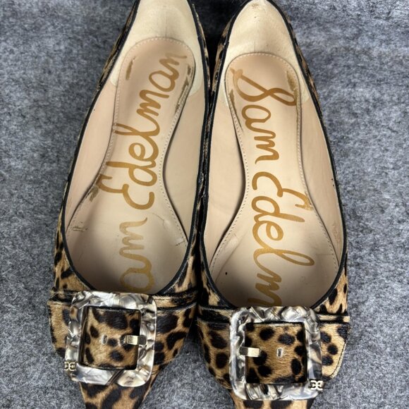 Sam Edelman Shoes Womens Size 7.5 Leopard Print Pointed Toe Buckle Flats Slip On - Picture 3 of 9